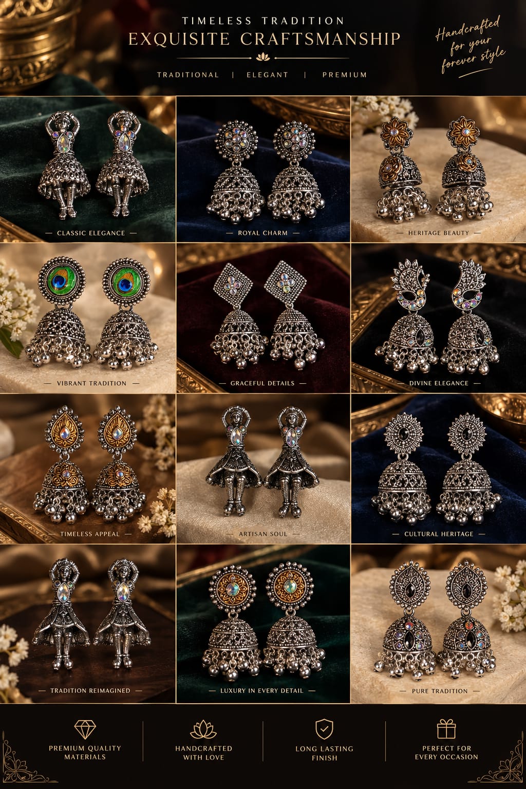 Noor Traditional Jhumka (12 Pair)