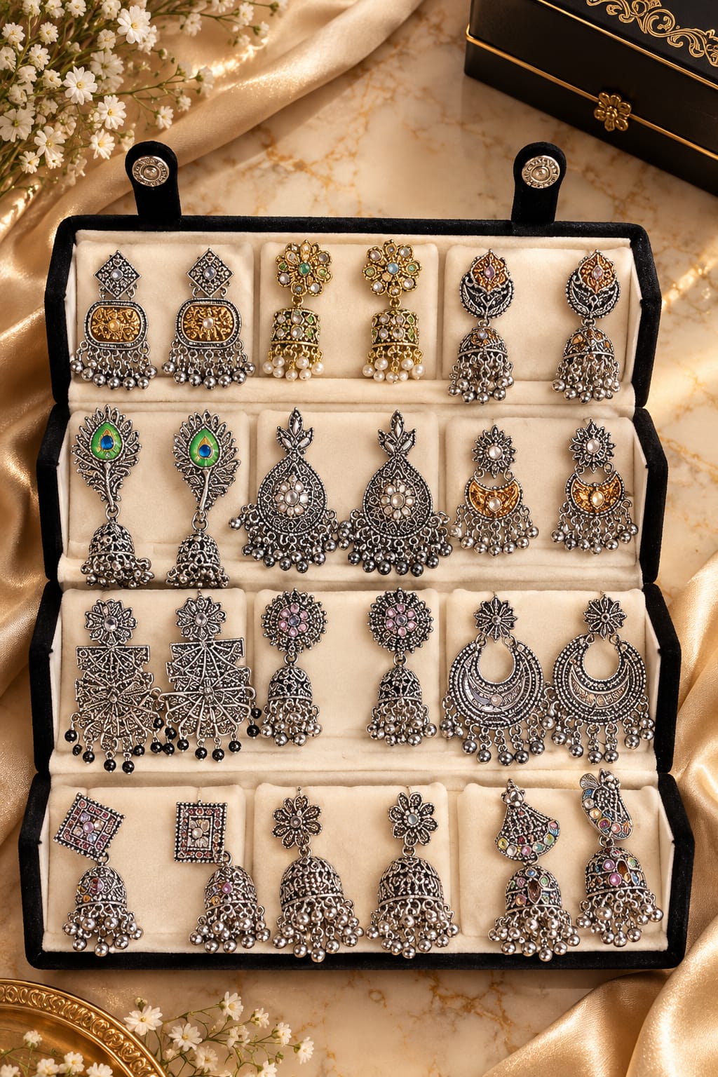 Classic Charm – 12 Pair Jhumka Set