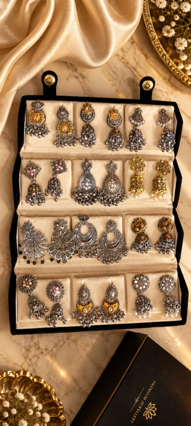 Elegant Charm – 12 Pair Jhumka Set